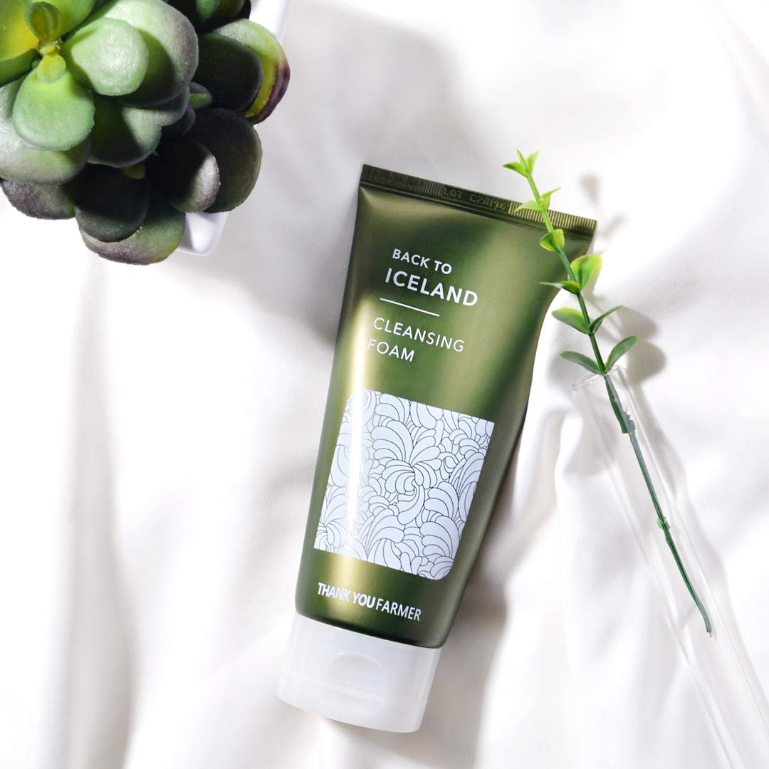 THANKYOU FARMER Back To Iceland Cleansing Foam 4.22 Fl Oz (120ml) - Pore Cleansing, Moisturized-Finish, Mens Face Wash, Face Cleanser, Face Wash For Women, Face Wash For Oily Skin