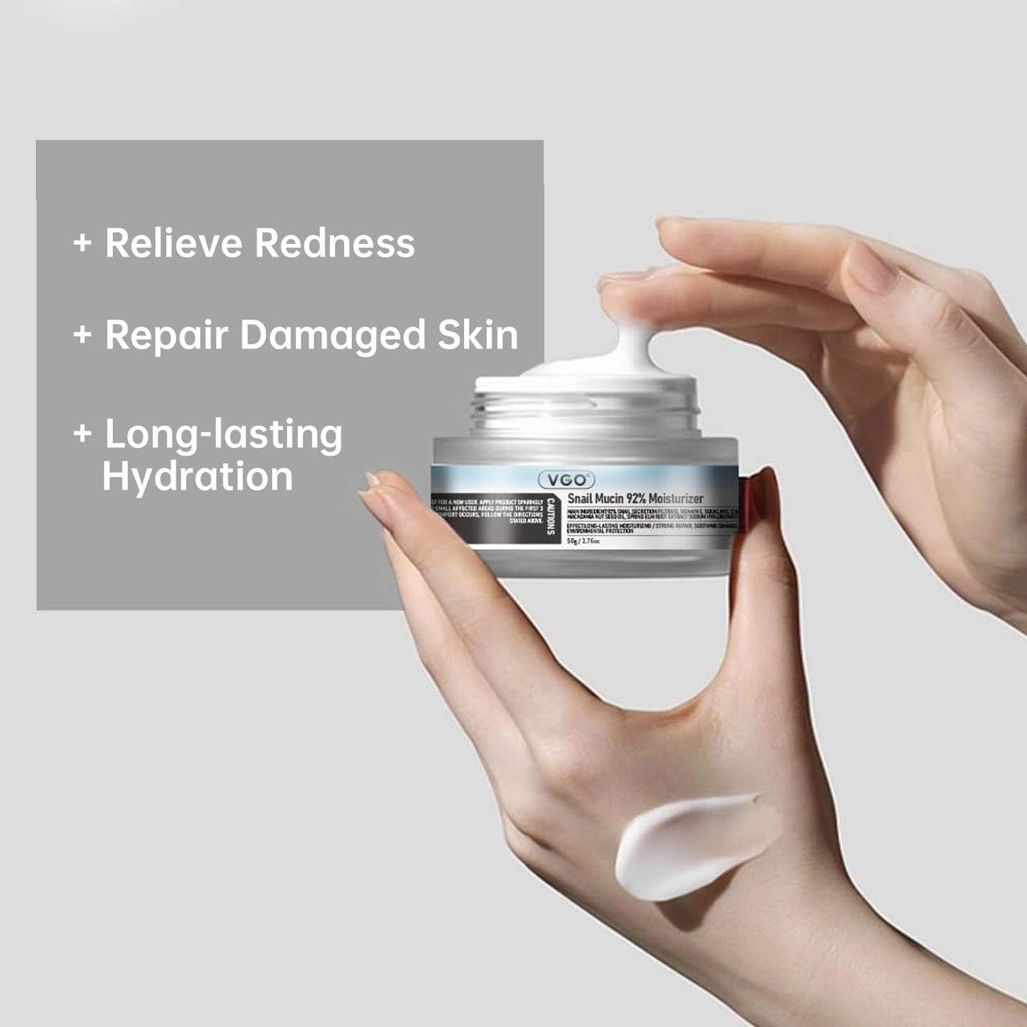 VGO Skin Care Set, with Snail Mucin 92% Moisturizer 1.76 Oz, Vitamin C Serum 1.01 Oz & Dual-Tube Facial Cleanser 3.52 Oz, 3 Step Facial Skin Care Kit