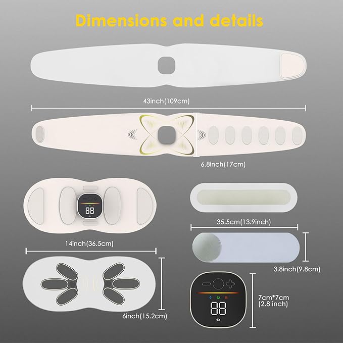 Abs Sculptor, Ab Toning Belt with Heating Pad for Stomach Cellulite Removal Fat Burning, ab Toner Machine for Belly Exercise Smooth & Firming, Lower Back Massager for Pain Relief Women Men Unisex