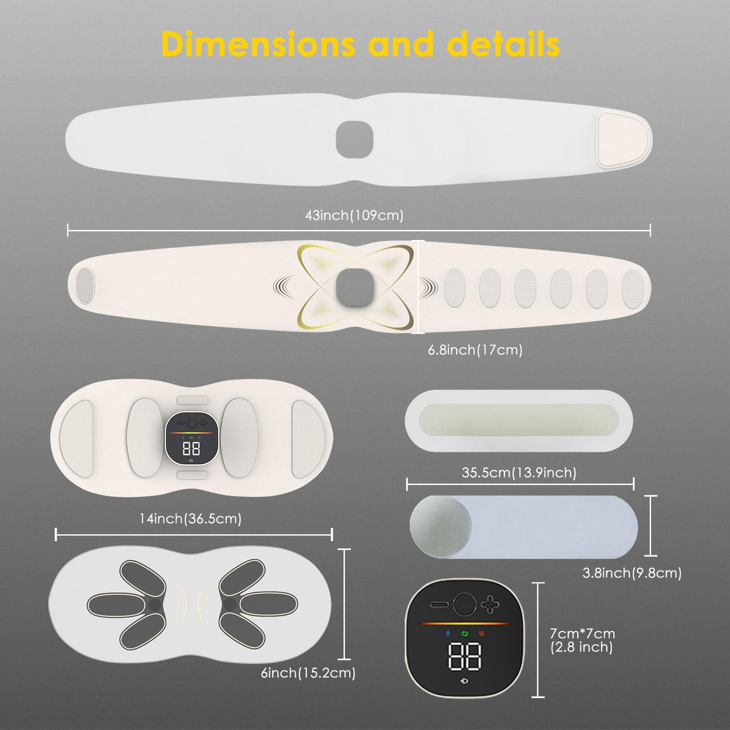 Abs Stimulator Abdominal, ab Belt Muscle Stimulator with Heat for Belly Fat Loss, Stomach Cellulite Melting, Postpartum Care Smooth & Firming, Lower Back Massager for Pain Relief Women Men Gifts