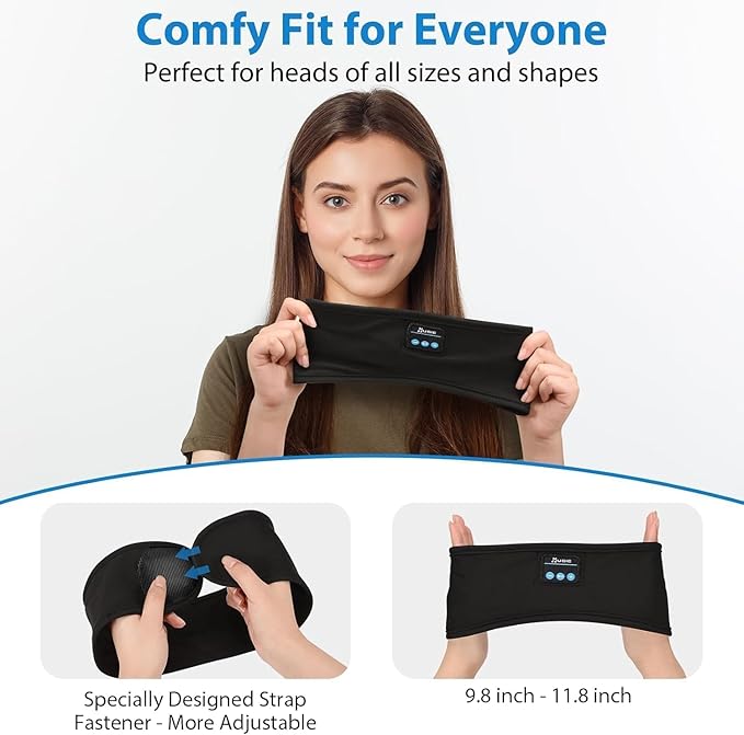 2PCS Adjustable Bluetooth Headband Headphones, Sleeping Headphones with Thin Speakers Mic for Men/Women, Yoga, Running, Workout, Travel, Meditation (Grey&Black)