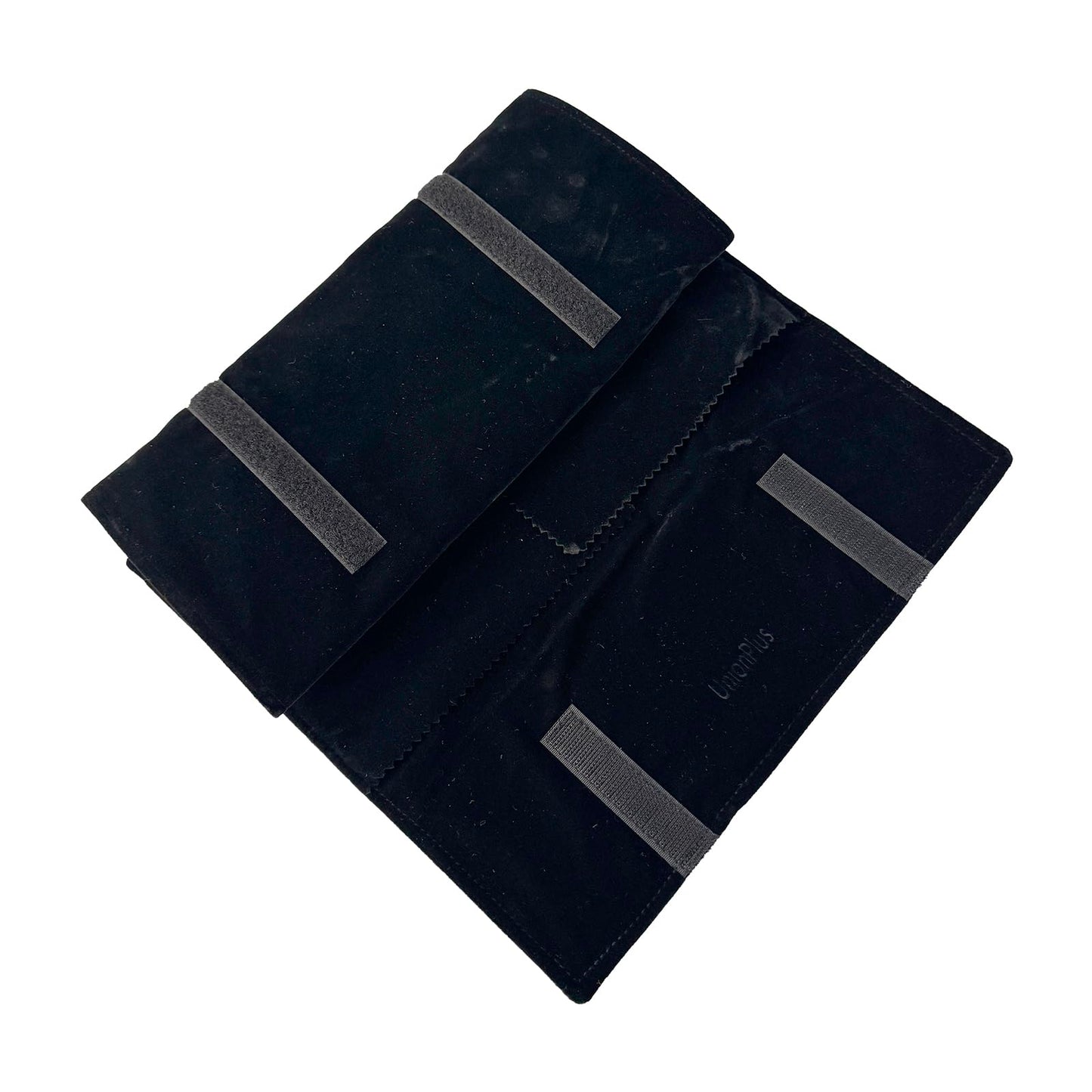 UnionPlus Velvet Travel Jewelry Roll Bag Organizer for Necklace, Elastic Band and Anti-winding, Black