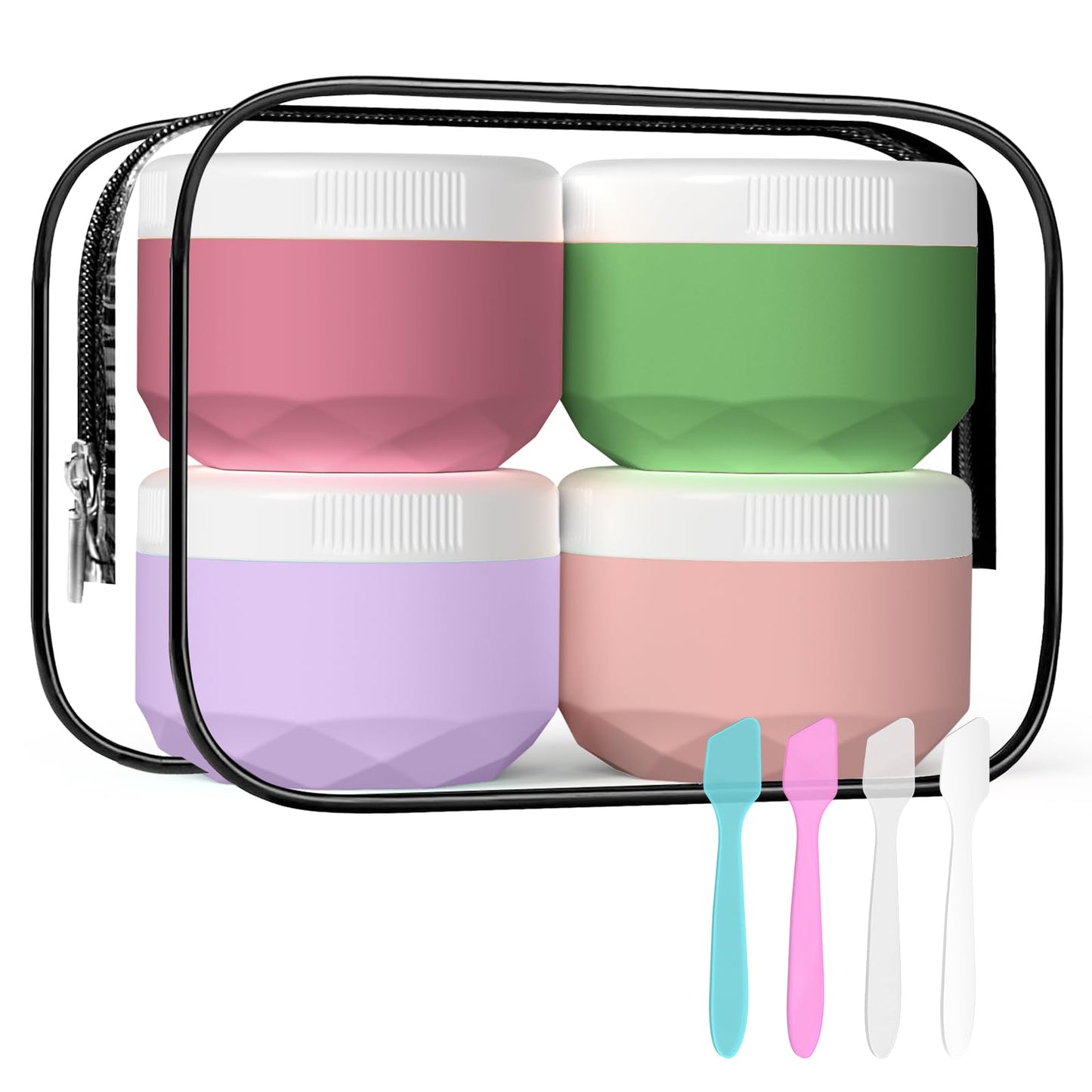Travel Containers for Toiletries, 4-Pack TSA Approved Silicone Jars (1.7oz) - BPA Free Leakproof Cosmetic Containers for Creams, Lotion, Skincare & Makeup with Bonus Waterproof Bag