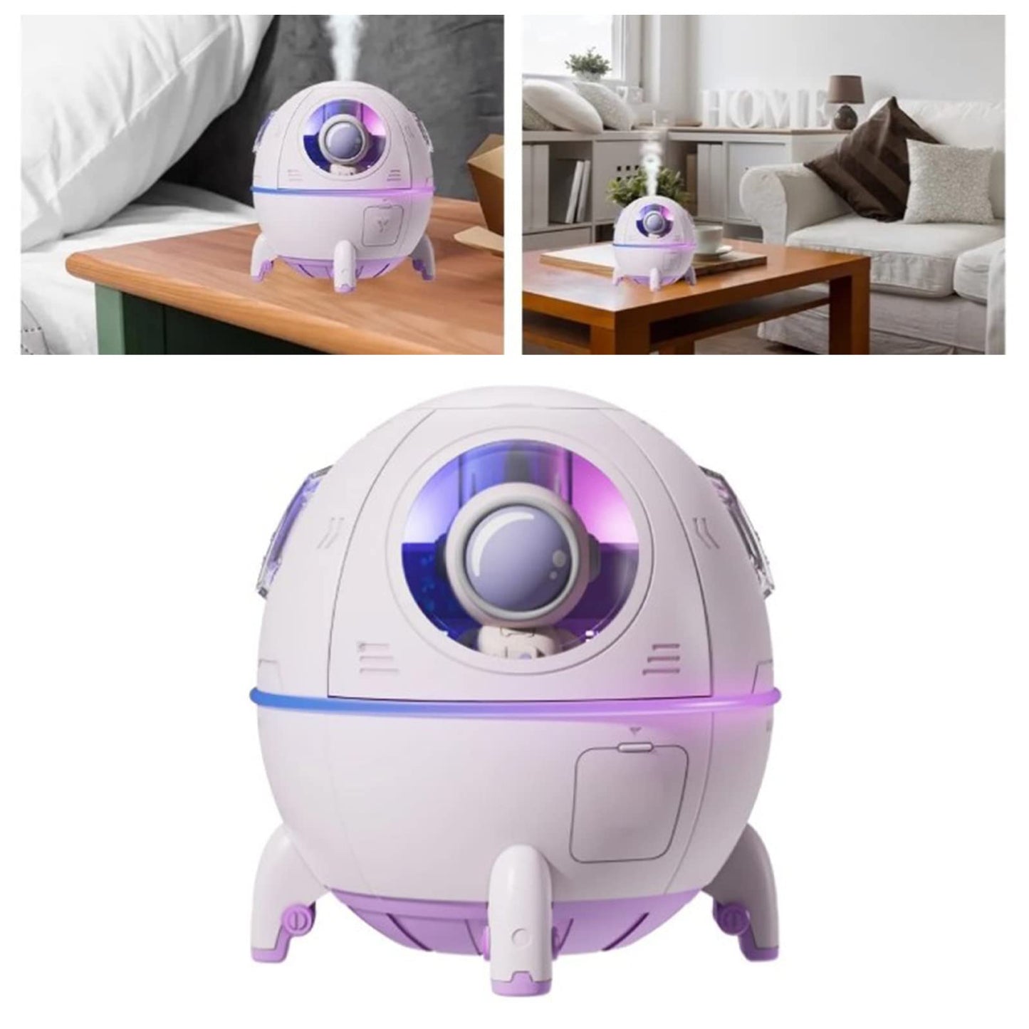 Mini Spaceship Shaped Humidifier with Night Light, USB Cute Humidifier Portable Household Ambient Light Humidifier US Plug
