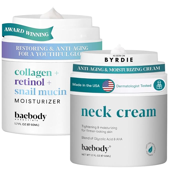 Baebody Collagen Retinol Snail Mucin Face Moisturizer with Neck Cream Beauty Bundle