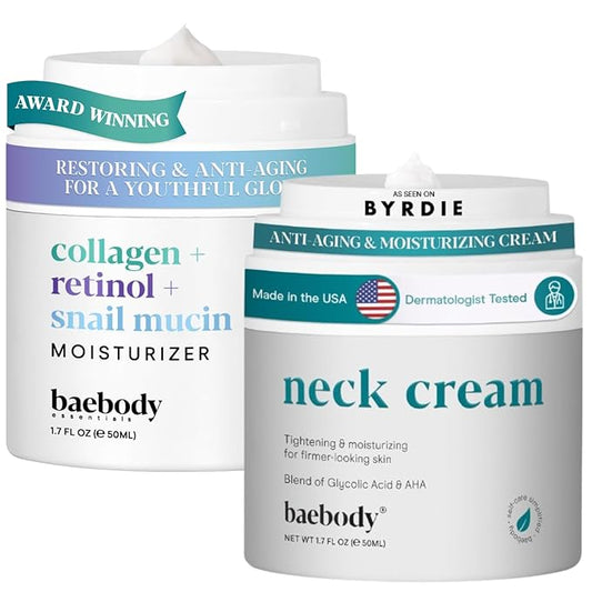 Baebody Collagen Retinol Snail Mucin Face Moisturizer with Neck Cream Beauty Bundle