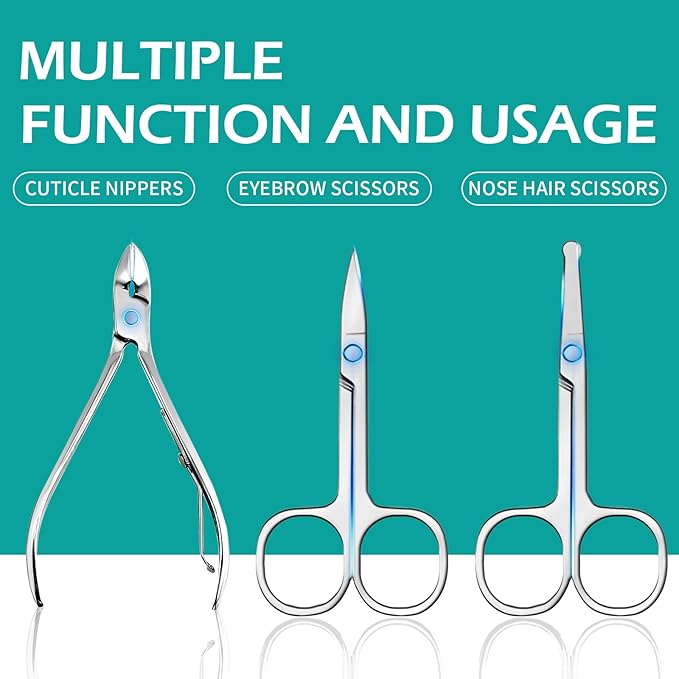 26-Piece Professional Manicure and Pedicure Kit, Nail Clippers Set, Stainless Steel Nail Care Tools with Travel Case, Silver White