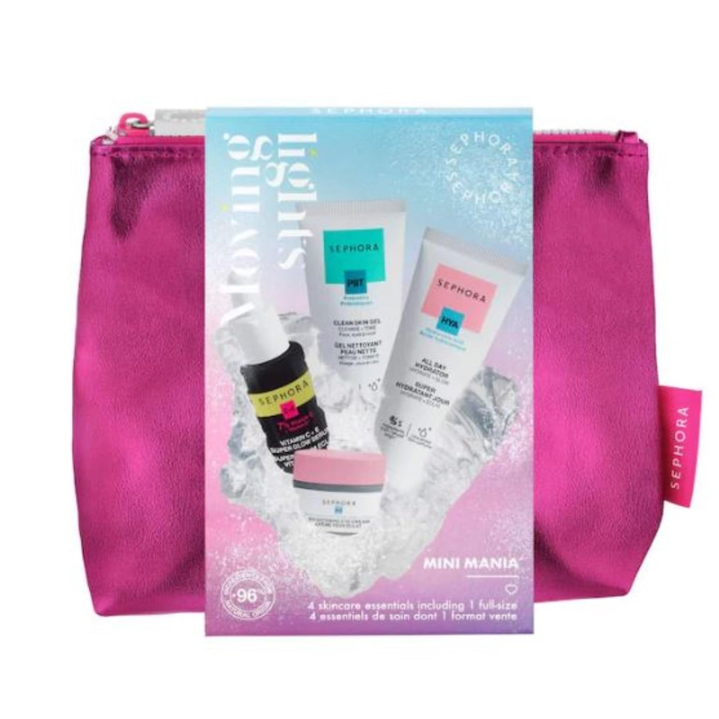 Sephora Favorites Moving Lights Mini Mania 4 Piece Skincare Essentials - Glow Serum - Eye Cream - Gel Cleanser and Hydrator