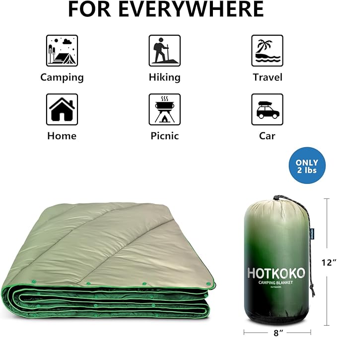 Camping Blanket - Puffy, Lightweight, Packable Outdoor Blanket for Traveling, Stadium, Hiking, Picnics