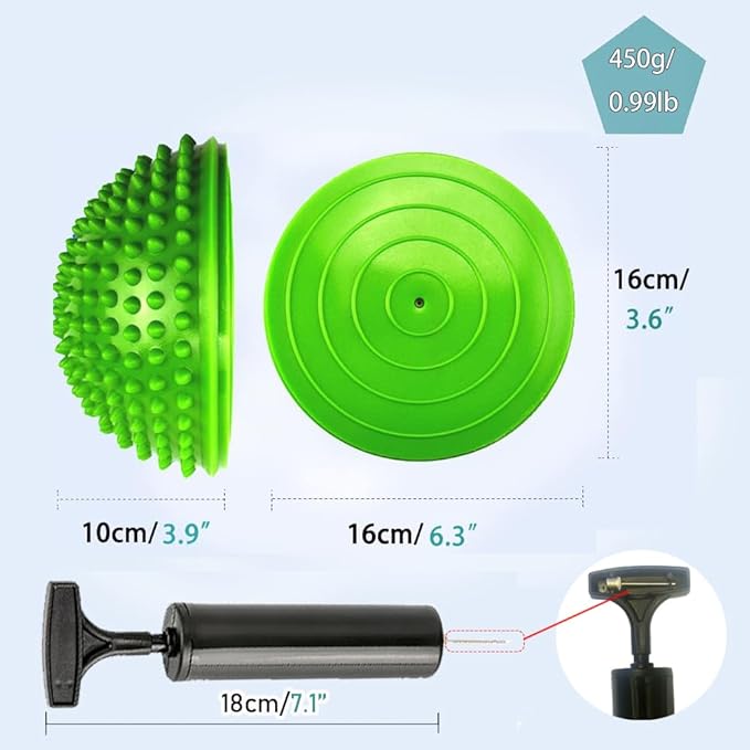 2PCS Hedgehog Balance Pods, Pimples Pilates Ball, Half Spiky Fitness Domes for Kids Adults Sports, Foot Massage, Stability Training, Muscle Balancing Therapy, Motor Skills Yoga Gymnastics Exercise