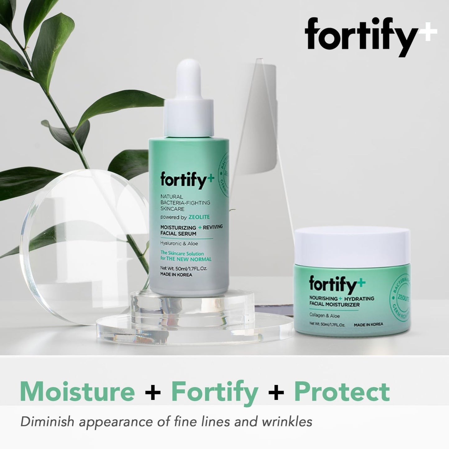 Fortify Skincare 9-in-1 Ultimate Hydration Facial Set - Nourishing Moisturizer & Serum Duo, Dermatologist Tested - Hydrates & Protects Skin Barrier, Clean Beauty, Made in Korea - 2 x 50ML/1.7Fl Oz