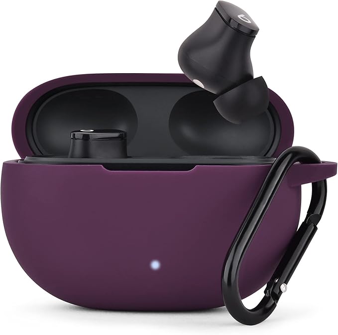 AIRSPO Silicone Case Compatible with Beats Studio Buds Case 2021 Soft Protective Cover for Beats Wireless Earbuds with Keychain (Dark Purpl)