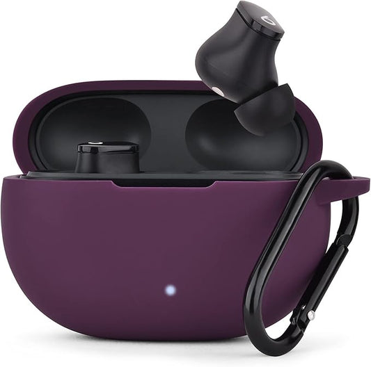 AIRSPO Silicone Case Compatible with Beats Studio Buds Case 2021 Soft Protective Cover for Beats Wireless Earbuds with Keychain (Dark Purpl)