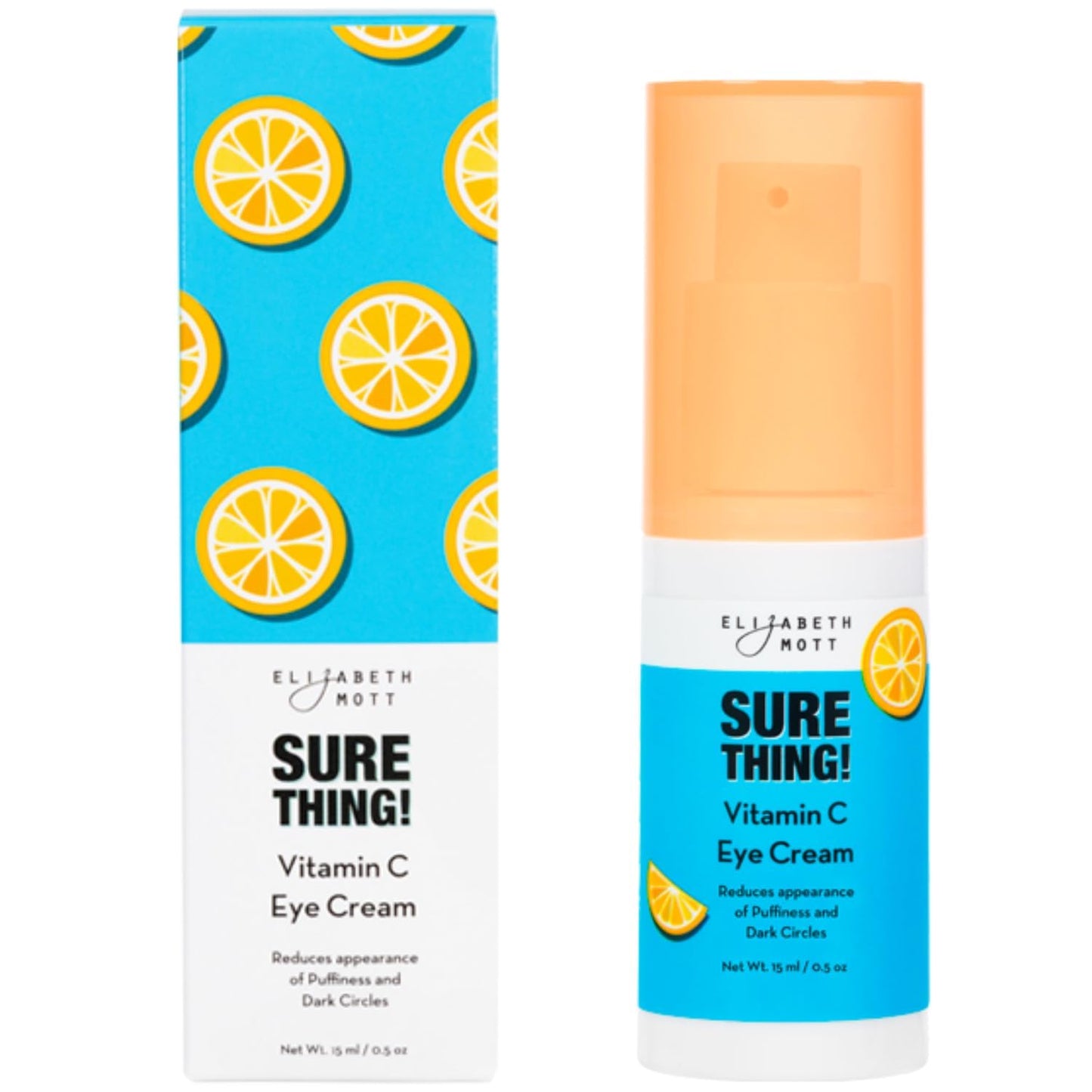 Elizabeth Mott Sure Thing Vitamin C Eye Cream – Hydrating & Brightening Eye Treatment for Dark Circles and Puffiness – Vegan, Fragrance-Free, Cruelty-Free Skincare – 15ml (0.5oz)