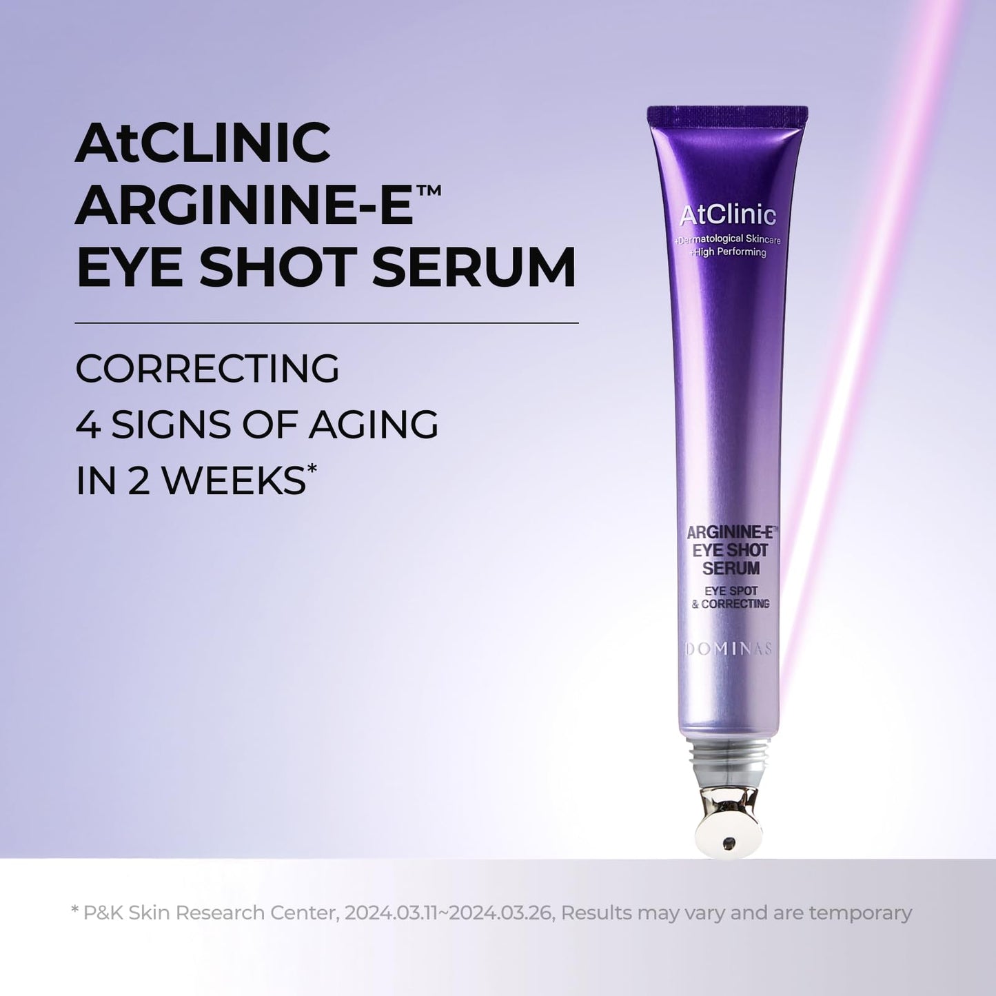 Atclinic DOMINAS Caffeine Eye Serum with Arginine-E & Vitamin E – Korean Eye Gel for Puffiness, Dark Circles, Fine Lines | Cooling Guasha Metal Tip (0.67 fl oz)