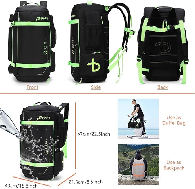 BE SMART 40L Extra Large Gym Backpack for Men, Big Gym Bag with Shoes Compartment, Waterproof Heavy Duty Duffel Bags, Men's Workout Backpacks for Outdoor Sport,Hiking,Camping,Travel