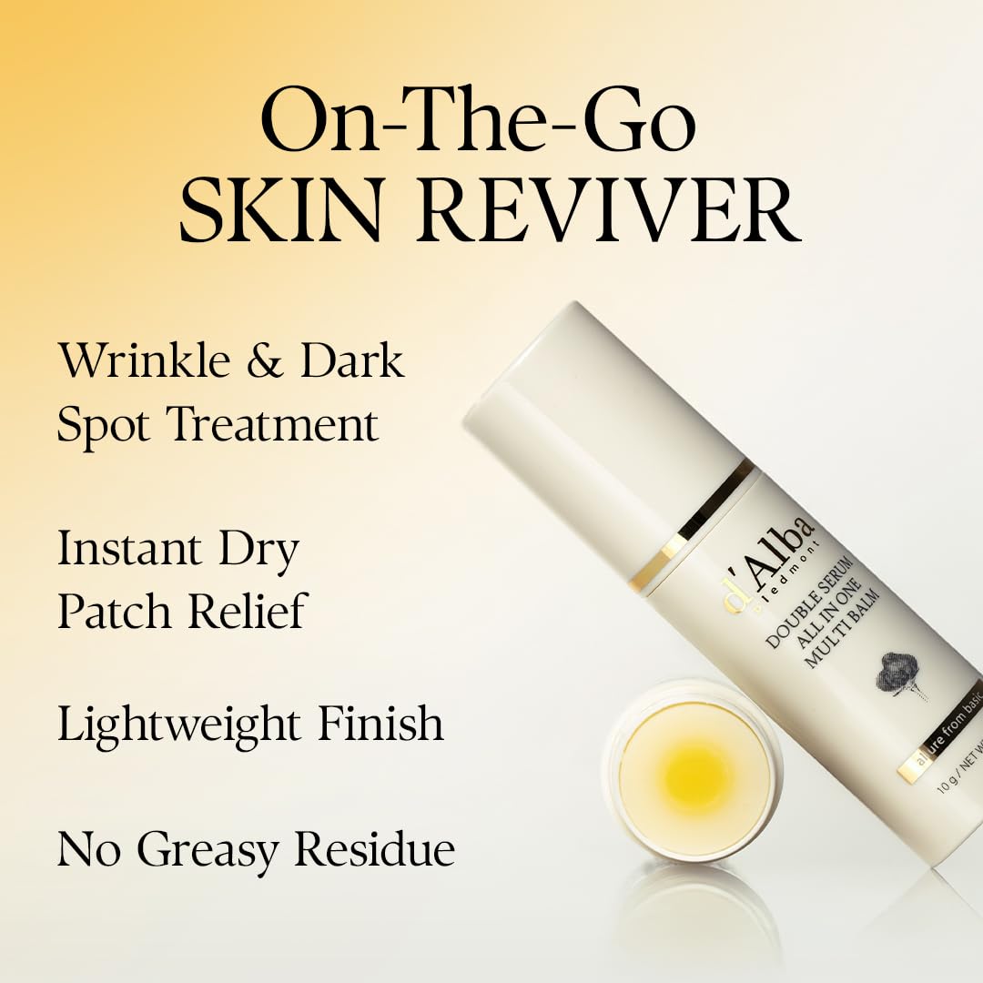 d'alba Piedmont Italian White Truffle Double Serum All-in-one Multi Balm, Vegan Skincare with Vitamin C and Vegan Collagen, 3-in-1 Anti Wrinkle, Eye Treatment, Dark Spot Remover