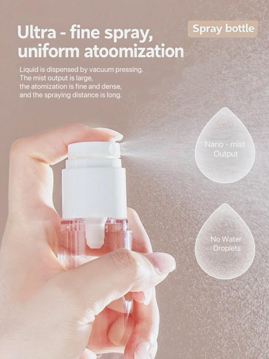 Yumiclub 50MLEmpty Airless Pump Big, 3 Pcs Vacuum Travel, Fine Mist Mini Spray Bottle Refillable Travel Container for Toner Perfume Cosmetic Makeup Water Liquid Makeup Tool