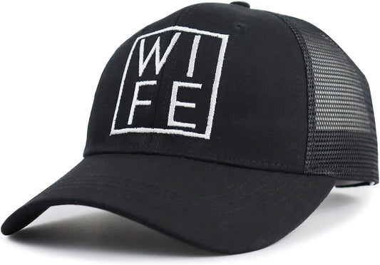 Mr and Mrs Gifts, Hubby Gifts for Men, Wifey Hat for Women, 2 PCS Hubs and Wife Trucker Baseball Cap, Just Married Gift for Husband Wife Black