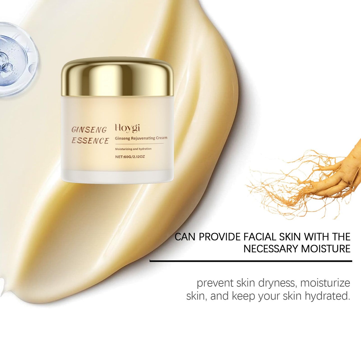 gcdat Ginseng Rejuvenating Cream, Concentrated Ginseng Cream With Ginseng Essence & Hyaluronic Acid for Wrinkles & Deep Hydration - 2.12 Oz- Lightweight Daily Face Moisturize, Nourish & Smooth