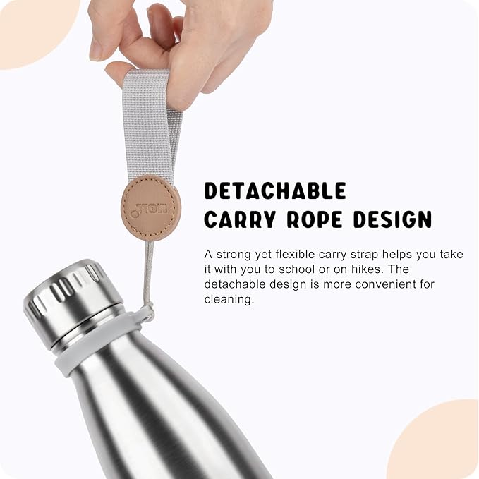 9 oz Water Bottle for Kids-Stainless Steel Vacuum Insulated Sports Flask Leak Proof Small Water Bottles for School (Silver)