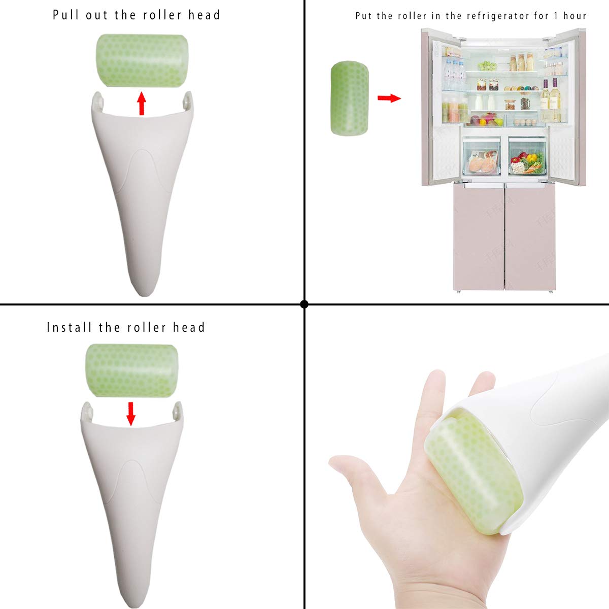 3 in 1 Ficial Face Ice Jade Roller and Gua Sha Tool, Natural Real Jade Anti-Wrinkle Face Eye Neck Massager Tool, Reduce Wrinkles, Puffiness, Migraine, Redness, Pain and Injury