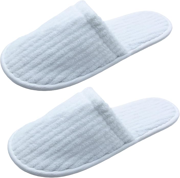 20 Pairs White Disposable Slippers, SPA Hotel Slipper for Women and Men, Closed Toe Soft Coral Fleece Slippers for Guests, Non-Slip Slipper for Travel Home Salon