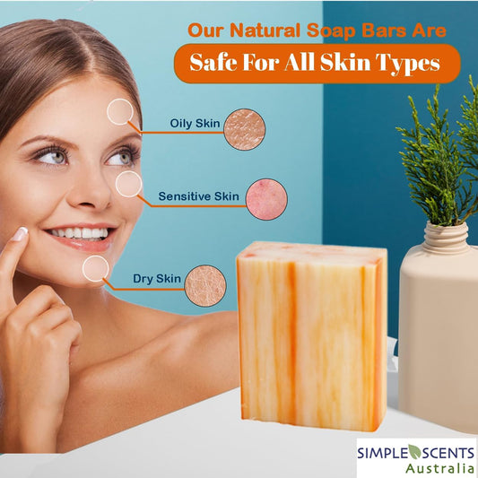 Simple Scents Australia Assorted 6 PCS Natural Soap Bars, Assorted Citrus Delights, 3.5oz Each Moisturizing French Triple Milled Soap Bars Enriched with Shea Butter, Pure Plant Oil Body Soaps