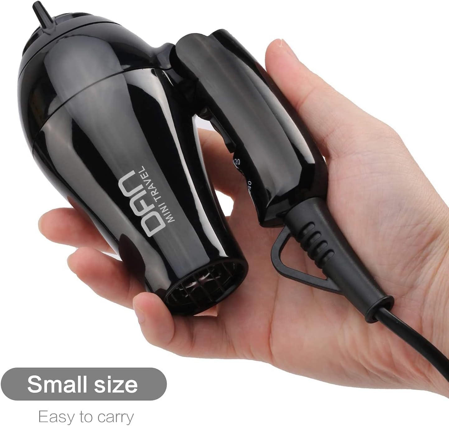 Dan Technology Compact Hair Dryer,Travel Hair Dryer,Portable Mini BlowDryer with Concentrator&Diffuser,HairDryer with European Plug