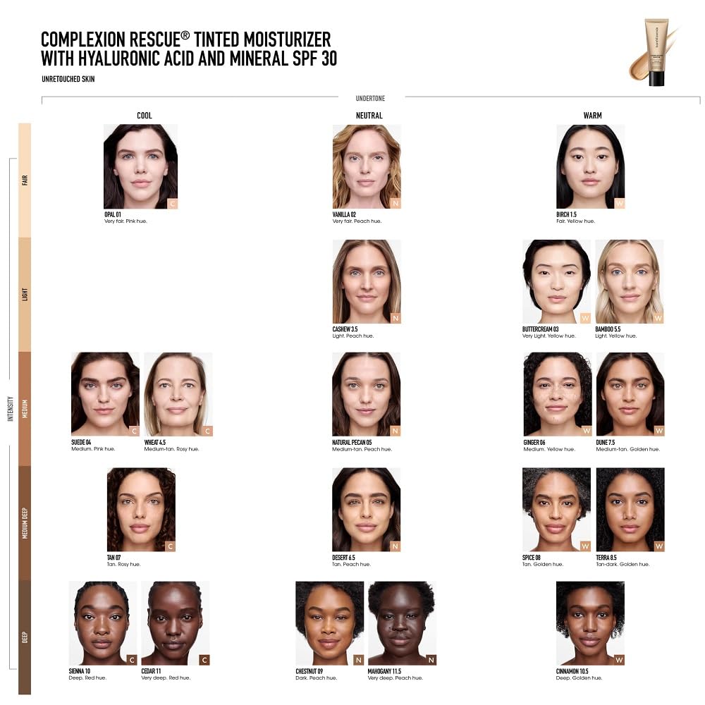 bareMinerals Complexion Rescue Tinted Moisturizer for Face with SPF 30, Travel Size, Opal 01