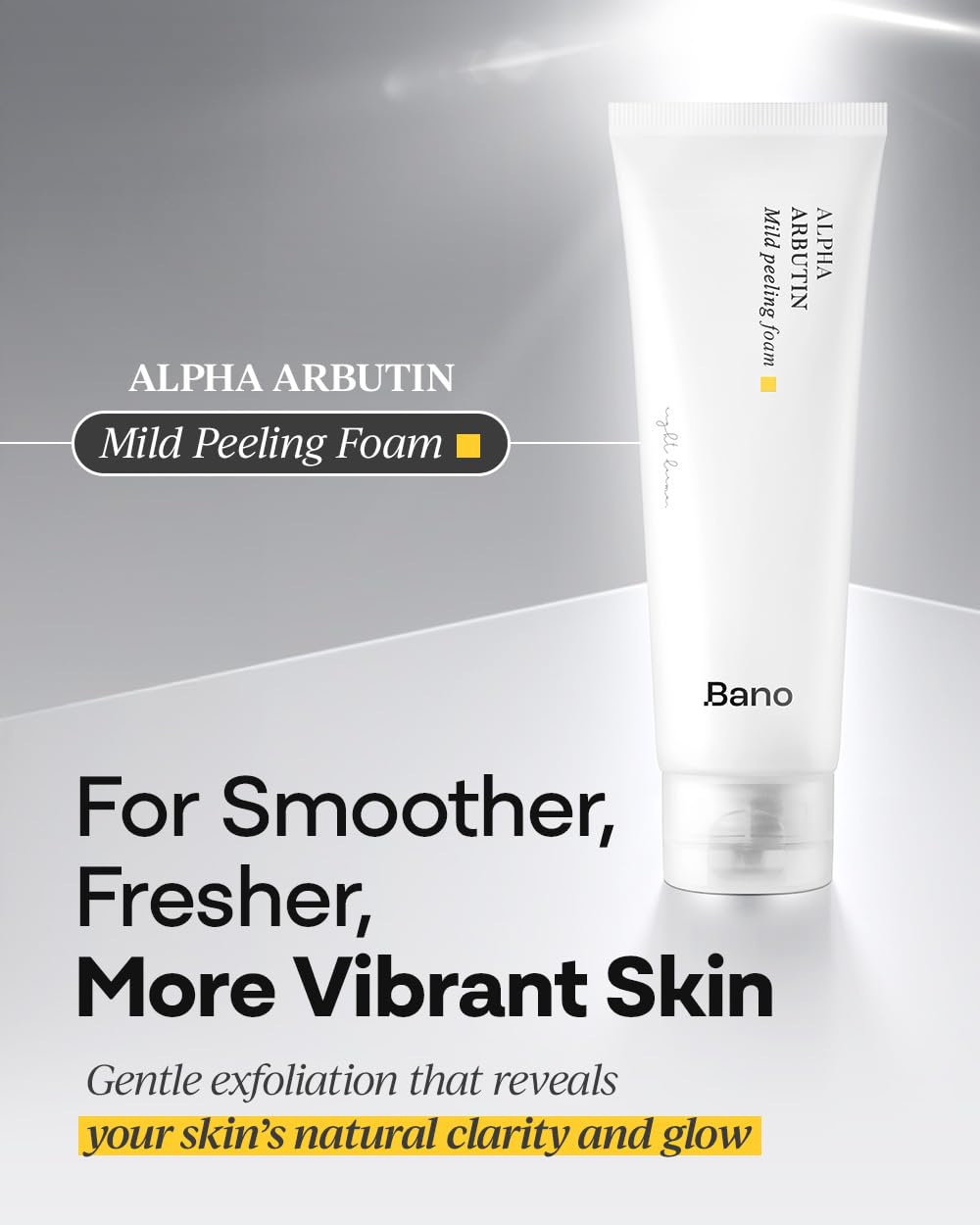 Bano Alpha Arbutin Mild Peeling Foam – PHA LHA Salicylic Acid Exfoliating Cleanser | Glow & Uneven Tone | Korean Skincare for Sensitive Skin | Fragrance-Free | 4.05 fl oz