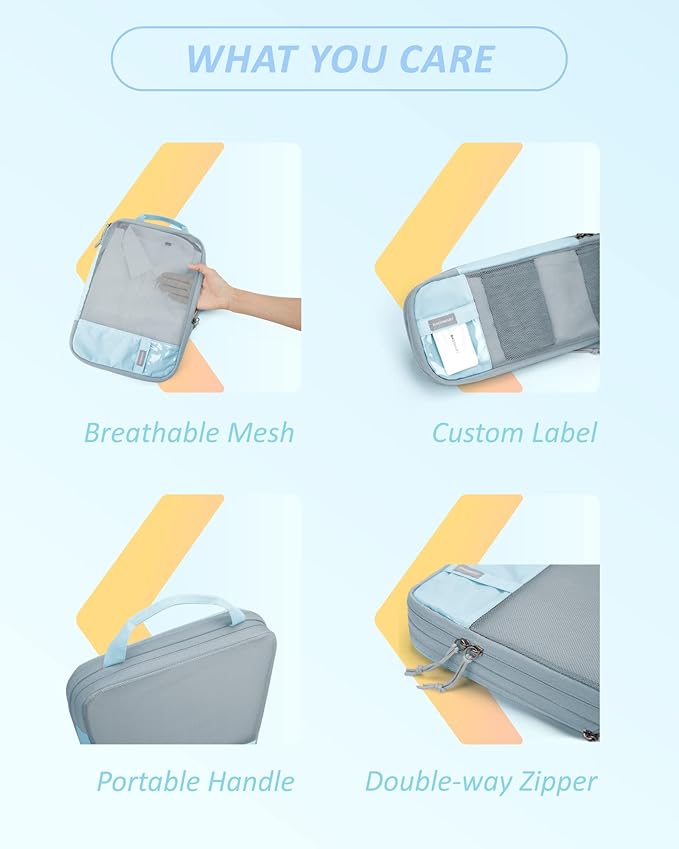 BAGSMART 6 Set /4 Set/2 Set Compression Packing Cubes for Travel, Lightweight Luggage Organizer Bags, Durable Space Saver Bags Travel Essentials