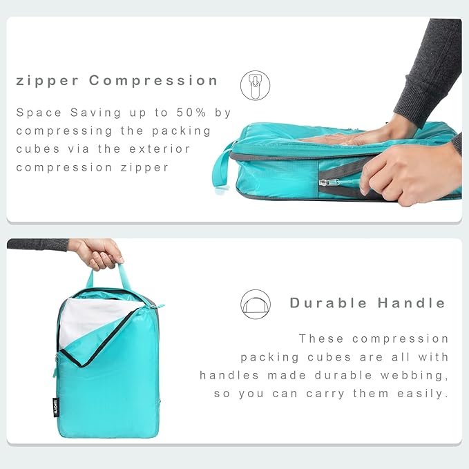 BAGAIL 6 Set Ultralight Compression Packing Cubes Packing Organizer for Travel Accessories Luggage Suitcase Backpack