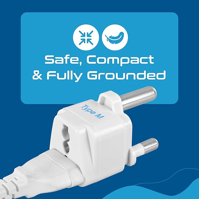 Ceptics South Africa Travel Plug Adapter (Type M) - 3 Pack [Grounded & Universal] (GP-10L-3PK)