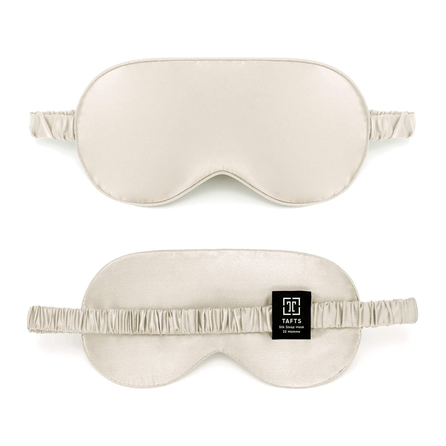 TAFTS Silk Sleep Mask - 22mm 100% Pure Mulberry 6A Silk & Blindfold, Soft Eye Masks, Lightweight, for Travel, Napping, Camping (Ivory White)