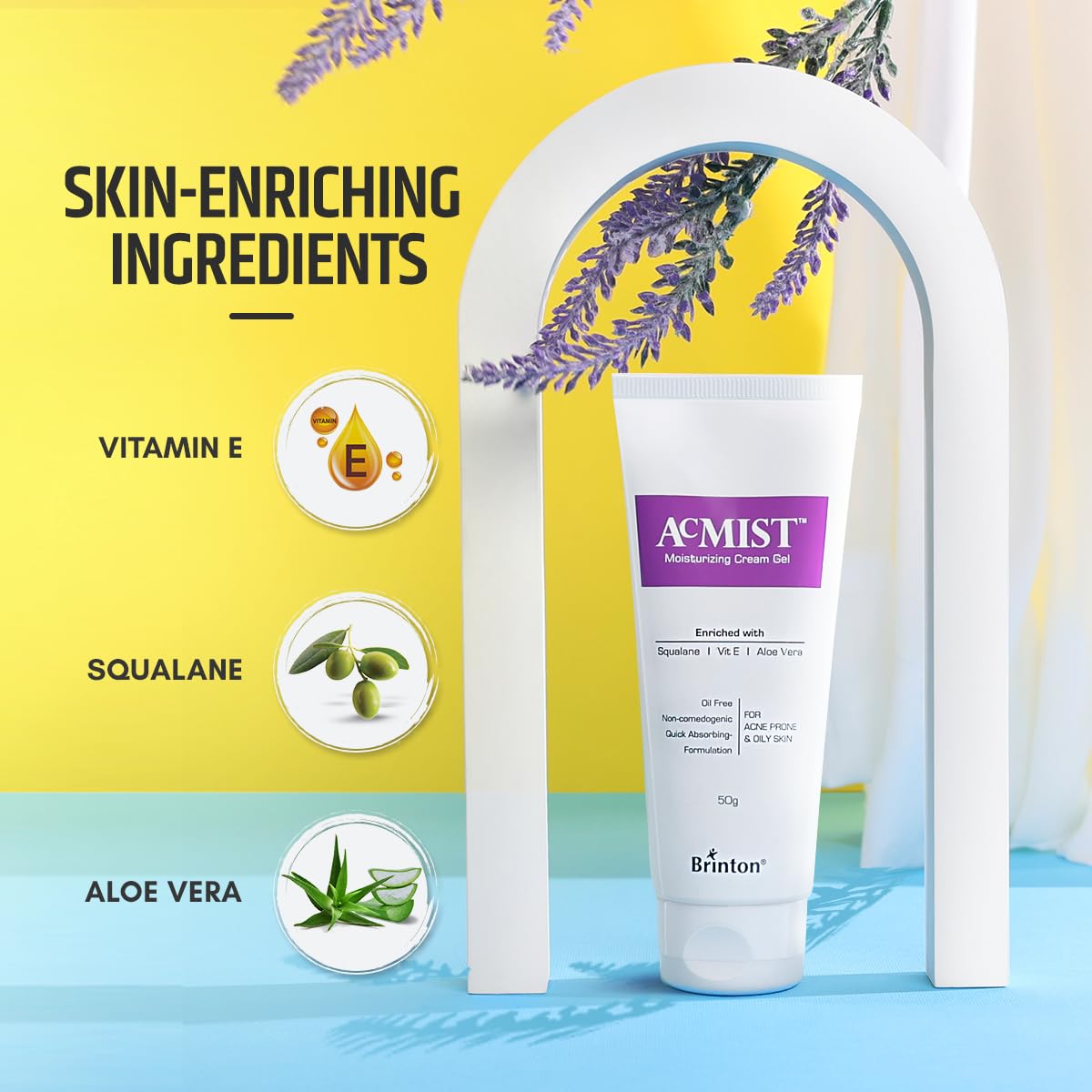 Acmist Moisturizing Gel for Oily & Acne-Prone Skin | Oil-Free, Non-Comedogenic, Quick Absorbing & Makeup Friendly | With Vitamin E, Aloe Vera & Squalane | For Men, Women & Teens | 50g/1.7 oz.