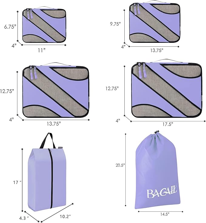 BAGAIL 6 Set Packing Cubes,Travel Luggage Packing Organizers
