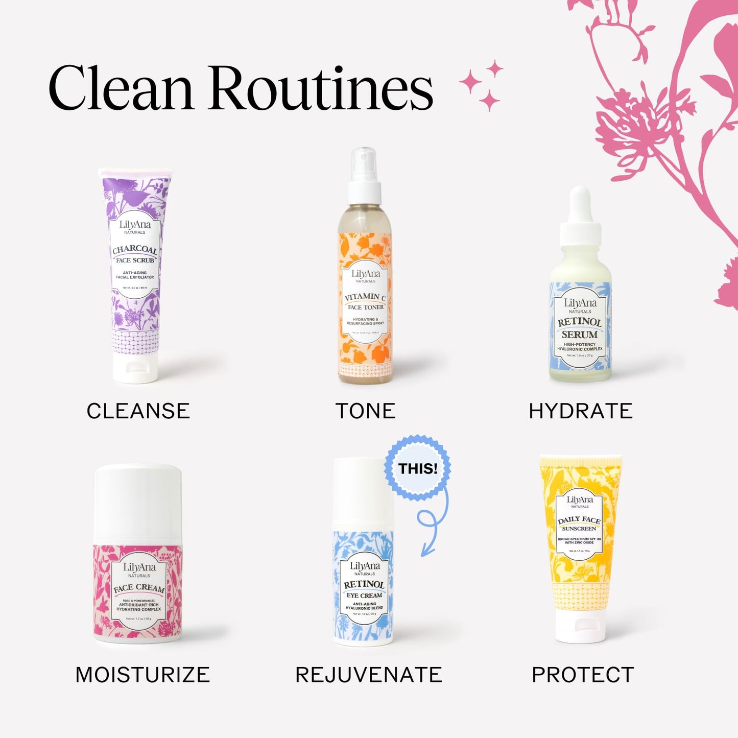 LilyAna Naturals Eye Cream - Eye Cream for Dark Circles and Puffiness, Under Eye Cream, Anti Aging Eye Cream Reduce Fine Lines and Wrinkles (1.0 Ounce, Retinol)