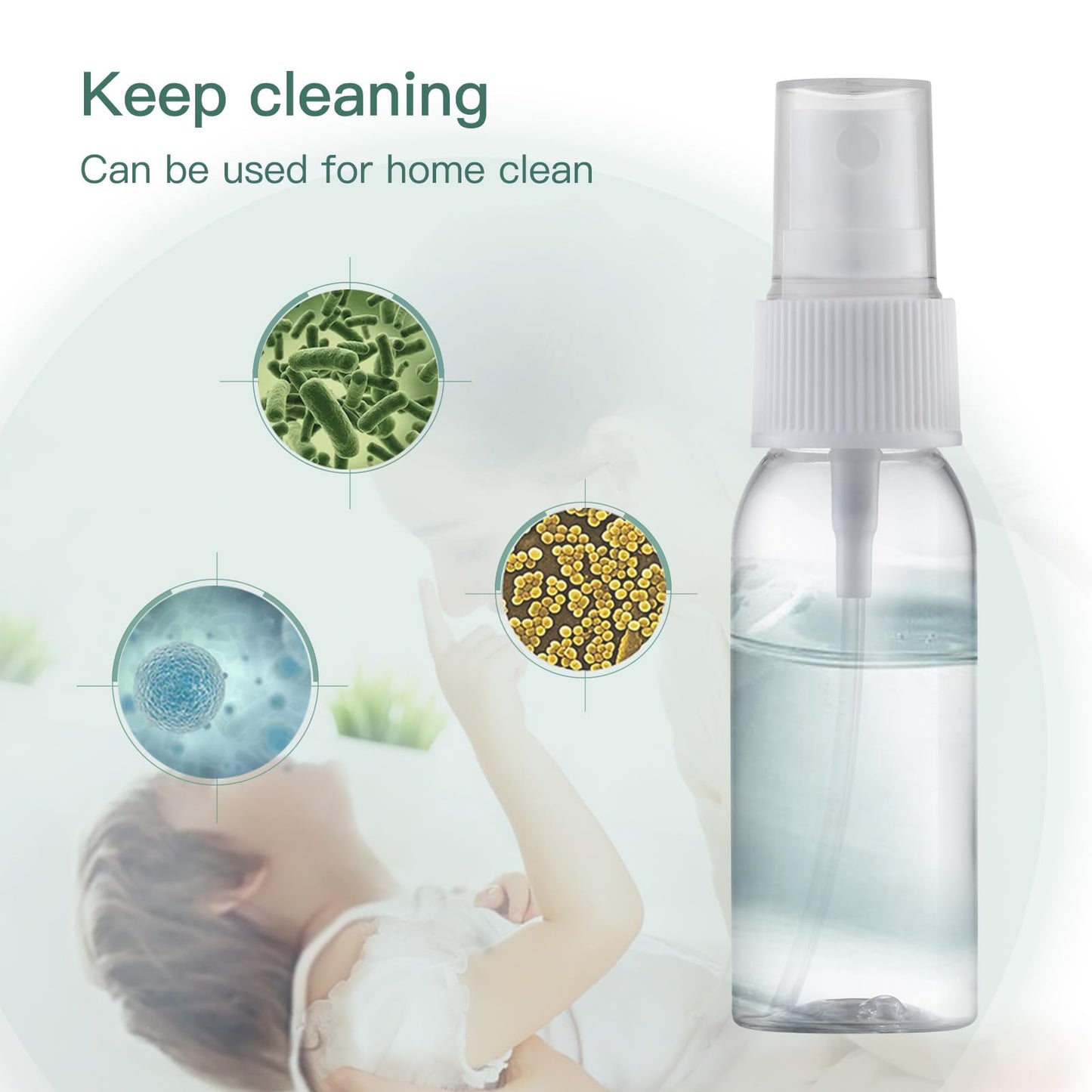 LISAPACK Plastic 1oz Spray Bottles Empty Small Mini Fine Mist Travel Size Atomizer, Tiny Sprayer for Little Perfume, Water, Cologne, Alcohol, Samples (12pcs, clear, 30ml)