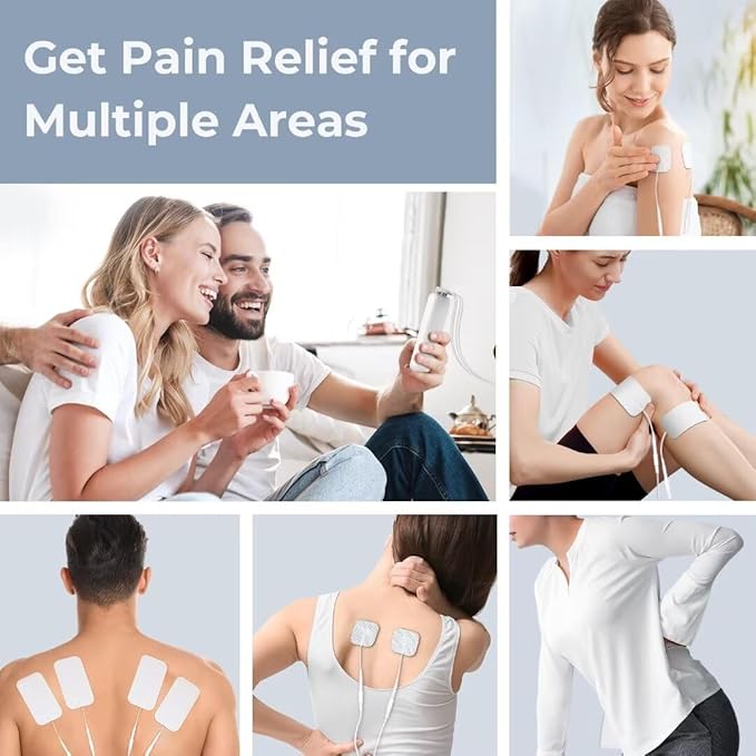 AUVON 4 Outputs TENS Unit Muscle Stimulator with 24 Modes & Intuitive Operation Design, FSA & HSA Eligible, TENS Machine with 10 TENS Pads, Electronic Pulse Massager for Back Pain Relief Therapy