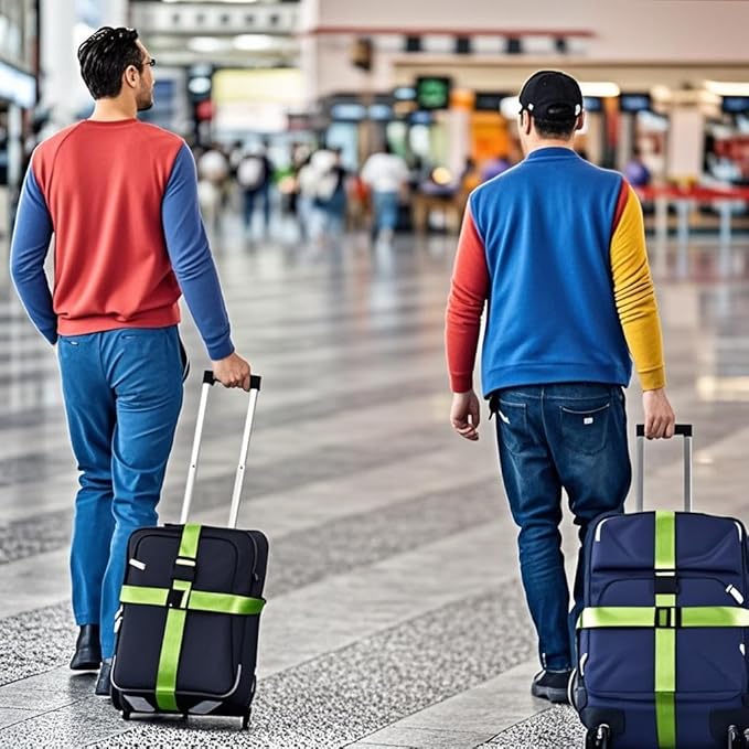 20 Pack 78 x 2 Inches Luggage Straps for Suitcases, Adjustable Suitcase Belts with Quick Release Buckles, Heavy Duty Travel Straps Packing Straps for Luggage, Suitcases, Green