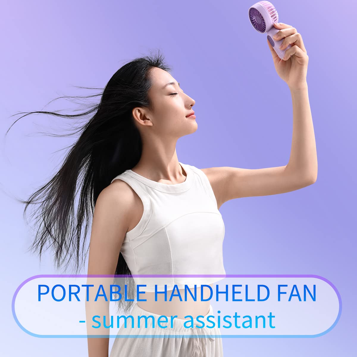 [Portable Mini Fans 3-pack] Handheld Personal Small Fan with 3-speed for Travel, USB Rechargeable Battery Operated Eyelash Fan, Black&White&Pink