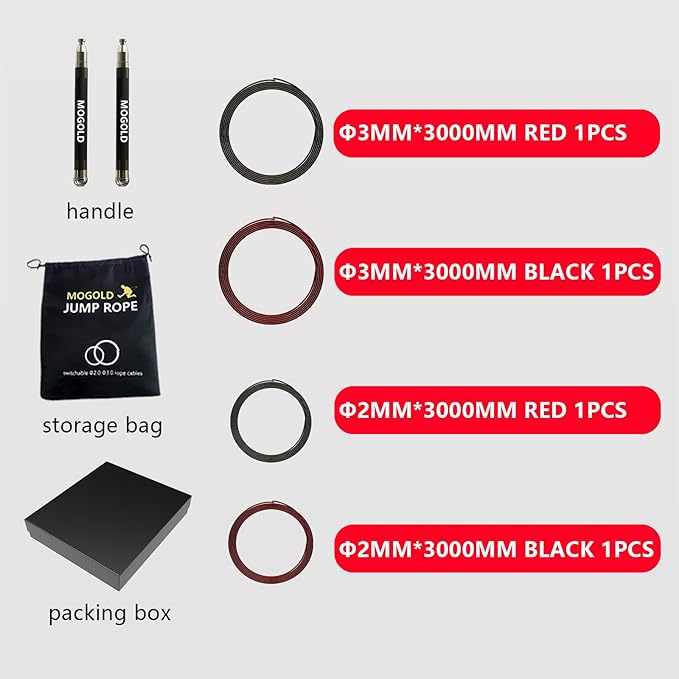 2-in-1 Speed Rope: 2mm for Boxing/MMA & 3mm for CrossFit - Tool-Free Adjustable Cable System with Dual Bearings - Sweatproof Hybrid Grip for High-Intensity Training