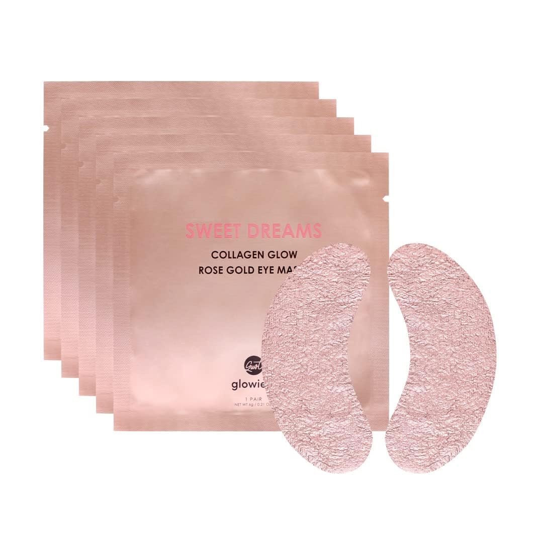 Sweet Dreams Collagen Glow Rose Gold Eye Masks - Korean Under Eye Patches Puffy Eyes, Dark Circles & Wrinkles | Collagen, Niacinamide, Hyaluronic Acid & Peptides | Hydrating Eye Treatment & BeautyCare
