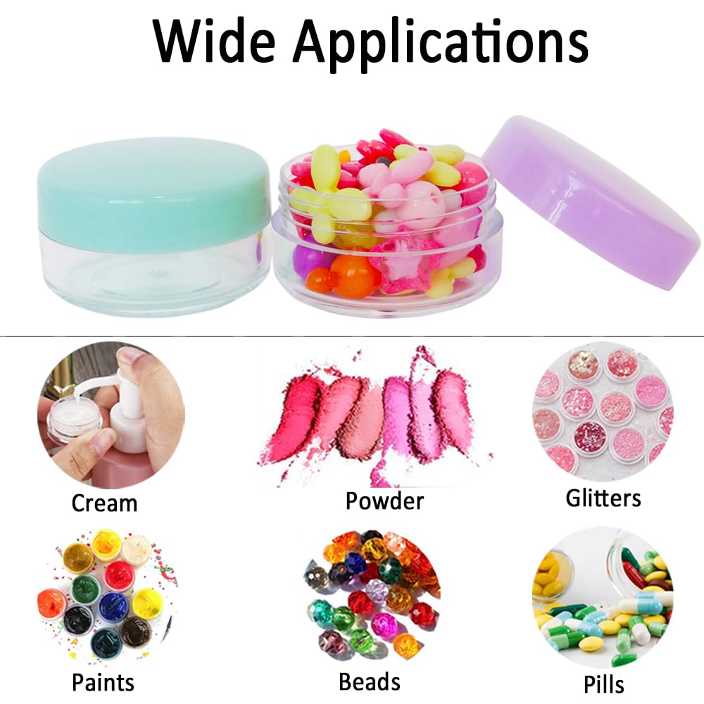 Wopanxye 30pcs 10g Small Plastic Makeup Container with Lid, 10ml Travel Cosmetic Sample Jar for Lip Scrub, Body Butter, Cream, Slime, Lip Balm, Eyeshadow, Paint, Glitter, Wax, Lotion, Mini Storage Pot