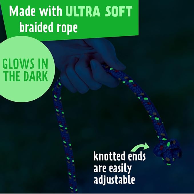 Just Jump It 16 Foot Glow in the Dark Jump Rope for Kids, Active Outdoor Youth Fitness Exercise Equipment, Braided Nylon Gym Accessories
