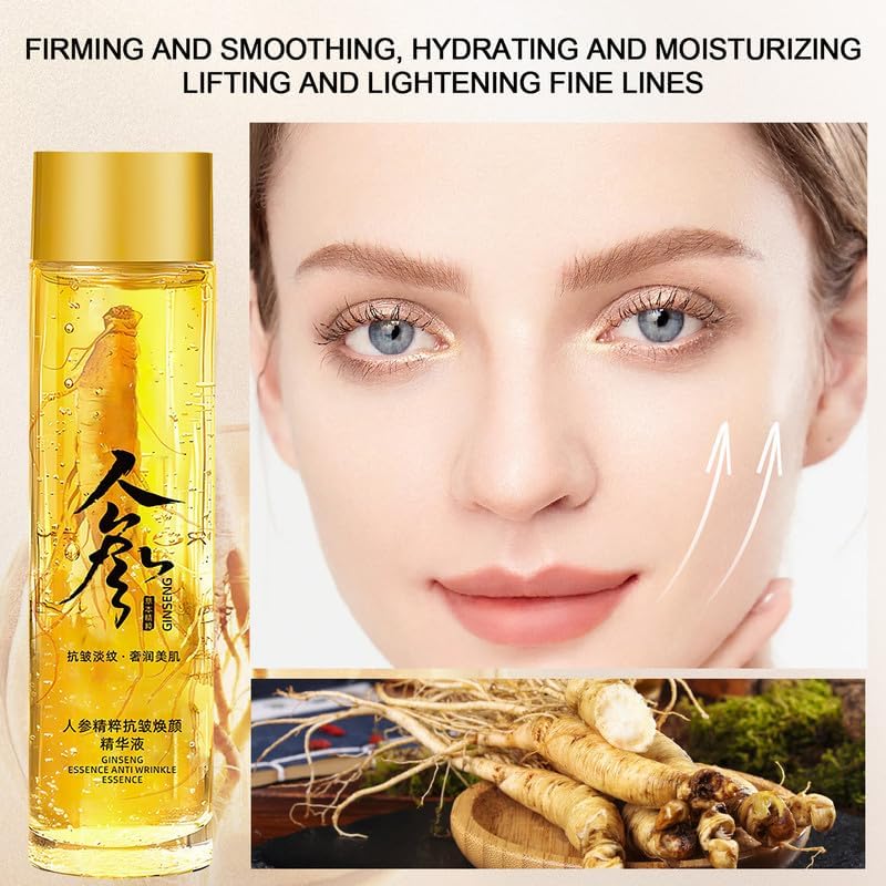 2bottle Ginseng Extract Liquid,Ginseng Serum Water Ginseng Gold Peptide Anti Wrinkle Serum Ginseng Oil Skin Tightening Products Facial Products Hydrating Essence Anti Wrinkle Tightening Serum
