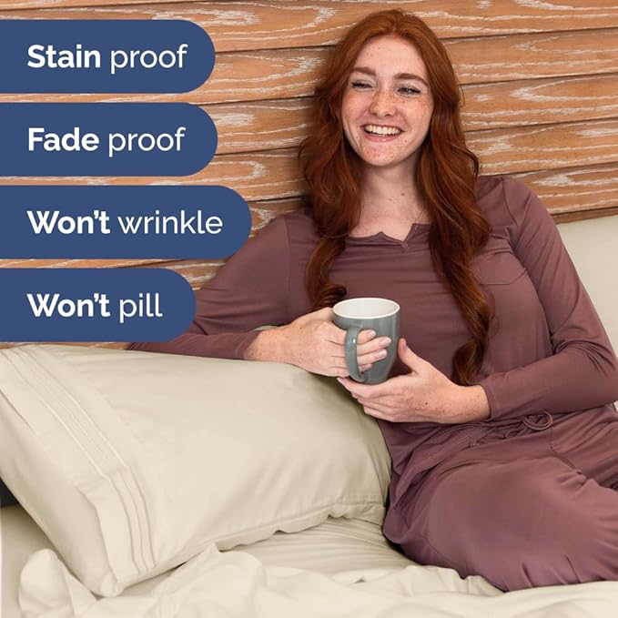 Bulk Case Pack of 12 Sheet Sets - (12) Complete Cal King Size Sheet Sets w/Deep Pockets - Wholesale Bulk Bedding for Hotels, Spas & Airbnbs - Breathable, Soft & Wrinkle Free - (Cal King, Off White)