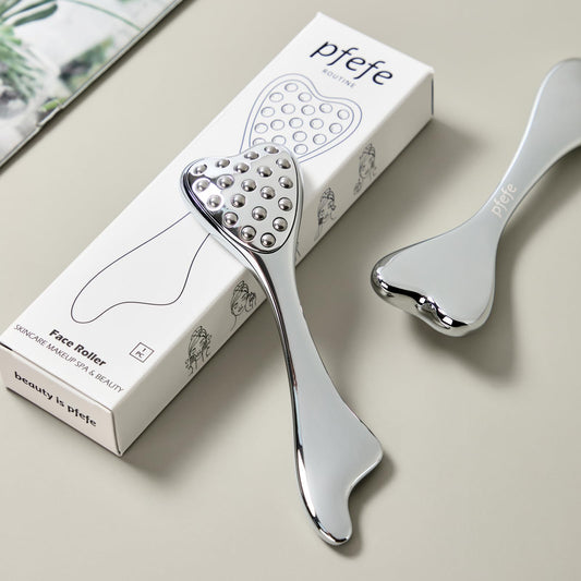 pfefe Stainless Steel Gua Sha & Face Roller, 3-in-1 Dolphin Facial Roller for Esthetician Supplies Women Gift, Skin Care Tool for Puffiness, Wrinkles, Dark Circles (1 Pc)