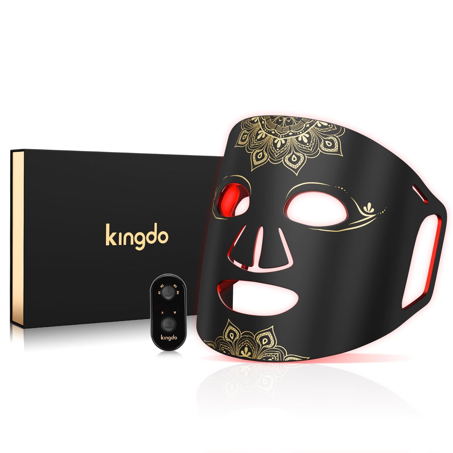 KINGDO Red Light Therapy Mask for Face, 4 Modes Infrared Light Therapy LED Face Mask with Remote, Portable and Rechargeable with Timer, Ideal for Home Use